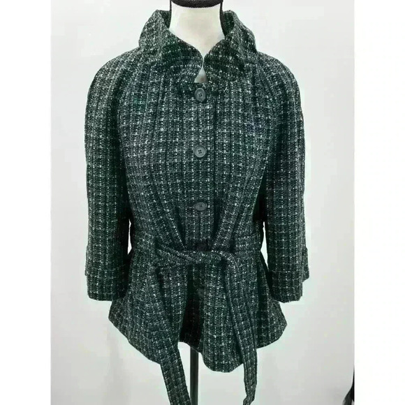 Loft Women's Colorful Tweed Button-Up Jacket with Tie‎ Waist - Size L - Picture 1 of 5